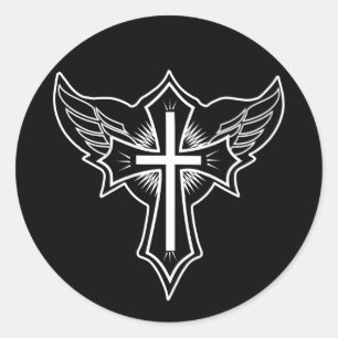 Christian cross classic round sticker