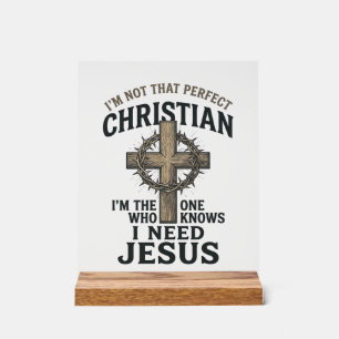 Christian Cross Crown of Thorns Vintage Faith Shir Acrylic Sign