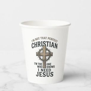Christian Cross Crown of Thorns Vintage Faith Shir Paper Cups