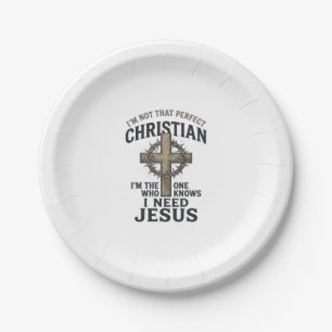 Christian Cross Crown of Thorns Vintage Faith Shir Paper Plate