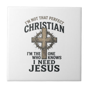 Christian Cross Crown of Thorns Vintage Faith Shir Tile