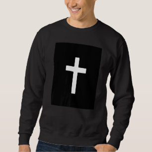 Christian Cross Crucifix Black Background Jesus Bi Sweatshirt