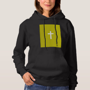 Christian Cross Crucifix Green Background Jesus Ev Hoodie