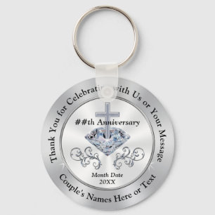 Christian Cross,  Diamond Anniversary Party Favors Key Ring