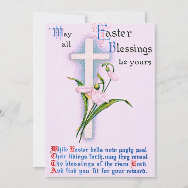 Christian Cross Easter Lily Poem Invitation (Front)