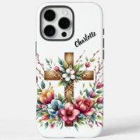 Christian Cross Encircled Artistic Spring Flowers