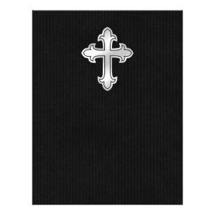 Christian Cross Fleury Silver on Black Flyer