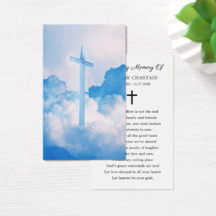 Christian Cross Funeral Memorial Prayer Cards