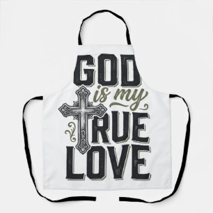 Christian Cross God Is My True Love Vector Apron