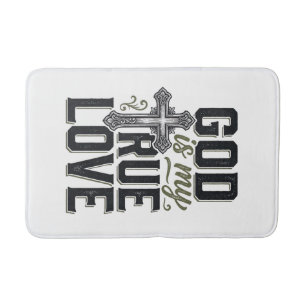 Christian Cross God Is My True Love Vector Bath Mat