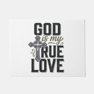 Christian Cross God Is My True Love Vector Doormat
