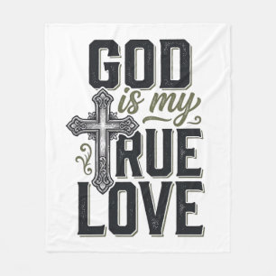 Christian Cross God Is My True Love Vector Fleece Blanket