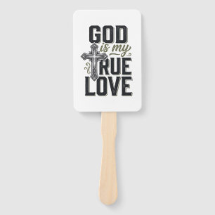 Christian Cross God Is My True Love Vector Hand Fan