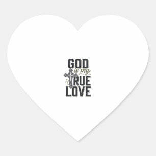 Christian Cross God Is My True Love Vector Heart Sticker