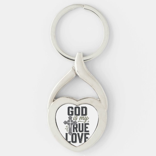 Christian Cross God Is My True Love Vector Key Ring (Front)