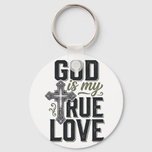 Christian Cross God Is My True Love Vector Key Ring