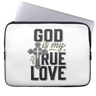 Christian Cross God Is My True Love Vector Laptop Sleeve
