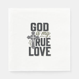 Christian Cross God Is My True Love Vector Napkin