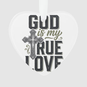 Christian Cross God Is My True Love Vector Ornament