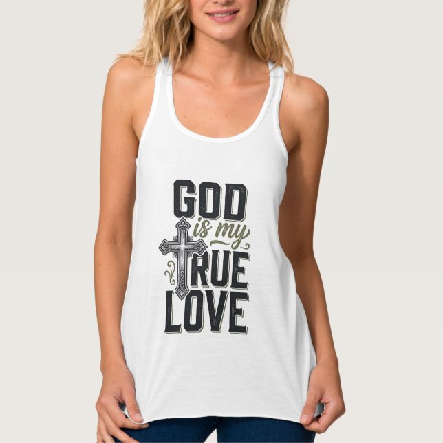 Christian Cross God Is My True Love Vector Singlet (Front)