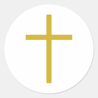 Christian Cross Gold Classic Round Sticker