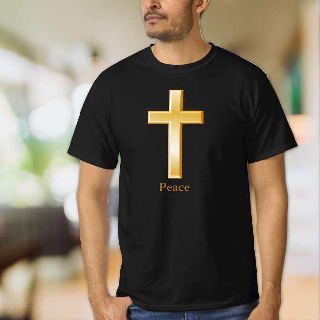 Christian Cross Gold Symbol T-Shirt (Christian Cross Gold Symbol T-Shirt,  a religious symbol of the Christian faith. Customize. )