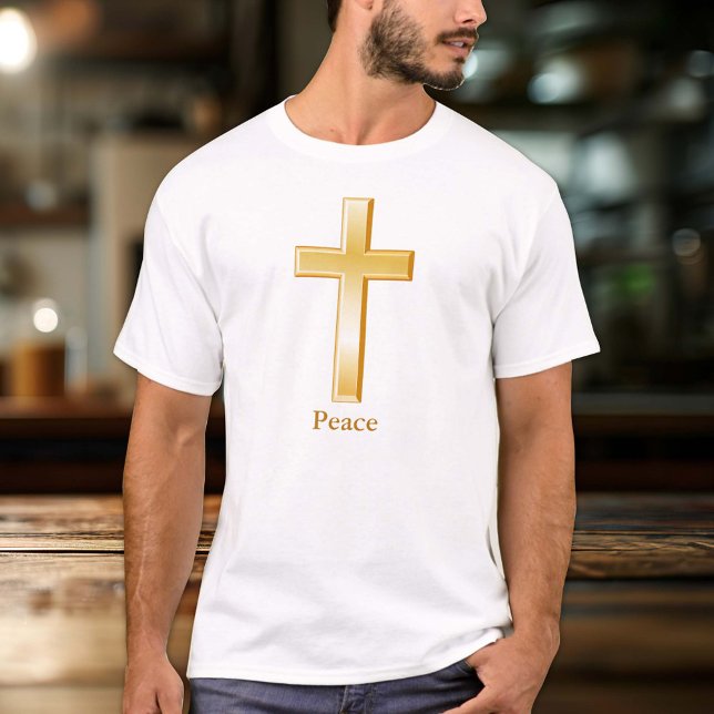 Christian Cross Gold Symbol T-Shirt (The gold cross is the religious symbol of the Christian Church.)