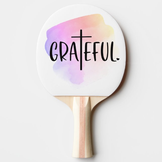 Christian Cross Grateful Typography Ping Pong Paddle (Back)