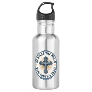 Christian Cross He Rules the World 532 Ml Water Bottle