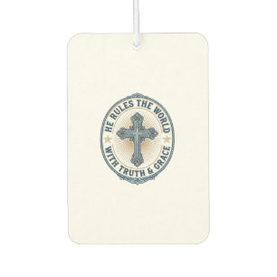 Christian Cross He Rules the World Car Air Freshener