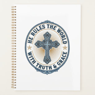 Christian Cross He Rules the World Planner