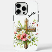 Christian Cross Highlighted by Floral Spring Halo