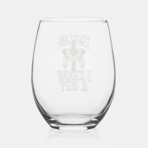 Christian Cross I Know a Guy Vintage Shirt Stemless Wine Glass