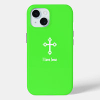 Christian Cross I Love Jesus Lime Green
