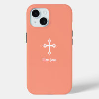 Christian Cross I Love Jesus Salmon Orange