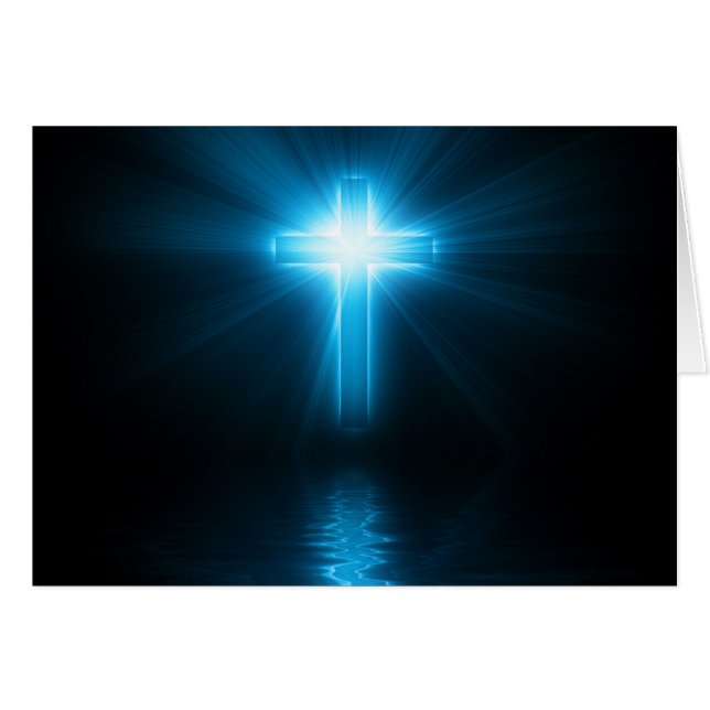 Christian Cross in Blue Light (Front Horizontal)