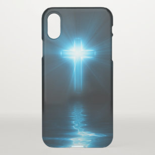 Christian Cross in Blue Light iPhone X Case