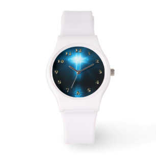 Christian Cross in Blue Light Watch