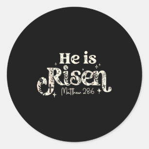 Christian Cross Jesus Happy Easter He Is Risen Mat Classic Round Sticker