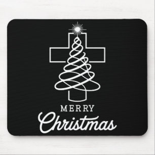 Christian Cross Jesus Merry Christmas Xmas Tree Ho Mouse Pad