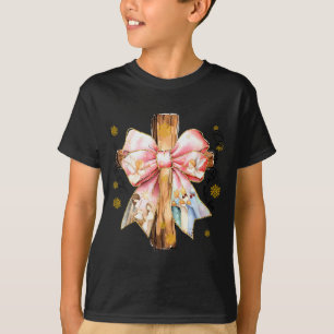 Christian Cross Jesus Nativity Angel Bow Christmas T-Shirt