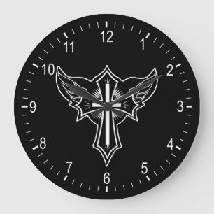 Christian cross large clock