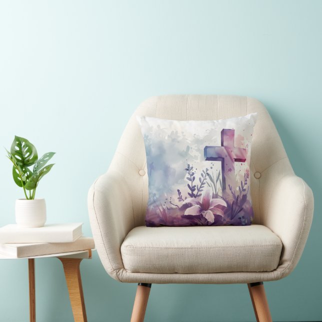 Christian Cross. Lilac. Cushion (Chair)