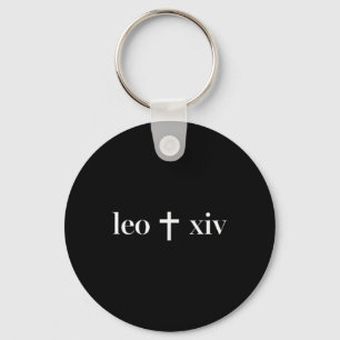 Christian Cross Minimal Religious Faith Pope Leo  Key Ring