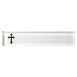 Christian cross nameplate