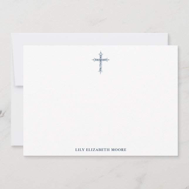Christian Cross Notecards with Optional Name (Front)