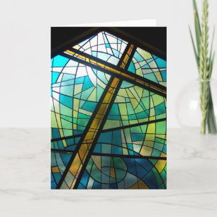 Christian Cross of Jesus Stained Glass Church Card