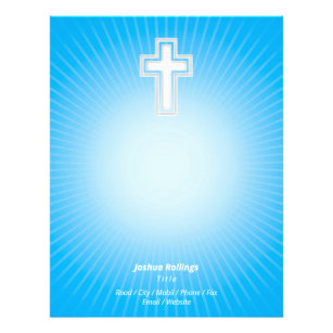 Christian Cross on glowing blue background Flyer