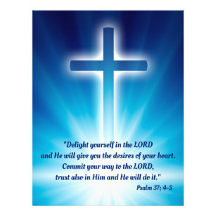 Christian Cross on glowing blue background Flyer