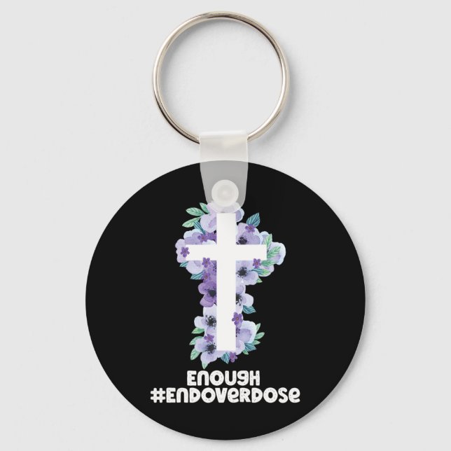 christian cross overdose Purple Ribbon Overdose Aw Key Ring (Front)